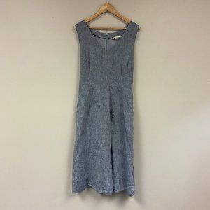Boden Womens Blue Gray Sleeveless Wide Strap Back Zip Fit Flare Dress Size 18L